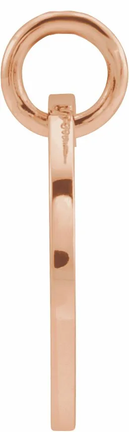 Necklaces TreasureFineJewelers 14K Rose Gold Initial E 10 mm Disc Pendant