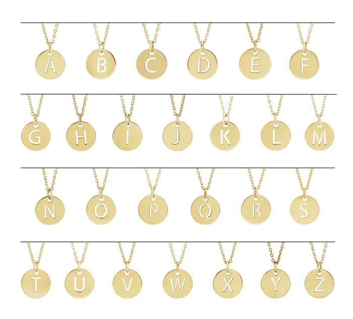 Necklaces TreasureFineJewelers 14K Rose Gold Initial E 10 mm Disc Pendant