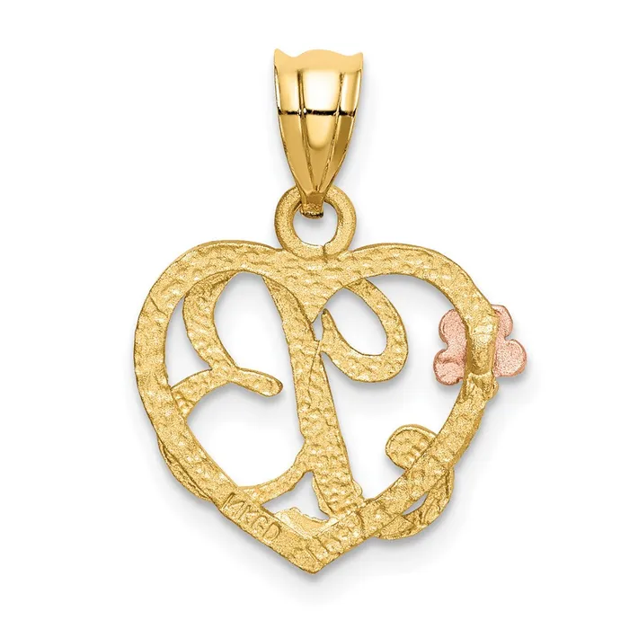 Necklaces TreasureFineJewelers 14k TwoTone Heart Letter B Initial Pendant