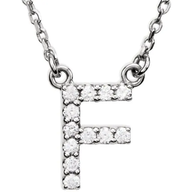 Necklaces TreasureFineJewelers 14K White Gold 18 CTW Natural Diamond Initial F 16 Necklace Necklaces TreasureFineJewelers 14K White Gold 18 CTW Natural Diamond Initial F 16 Necklace