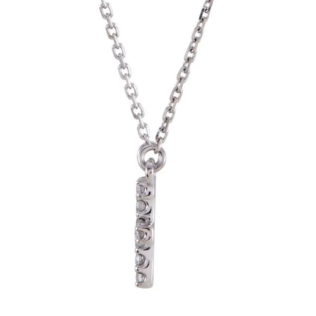 Necklaces TreasureFineJewelers 14K White Gold 18 CTW Natural Diamond Initial F 16 Necklace