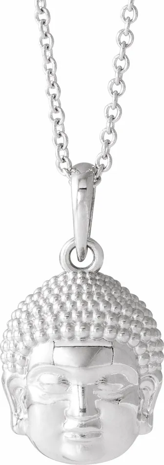 Necklaces TreasureFineJewelers 14K White Gold 147x105 mm Meditation Buddha 1618 Necklace Necklaces TreasureFineJewelers 14K White Gold 147x105 mm Meditation Buddha 1618 Necklace