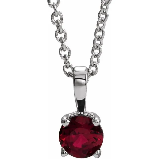 Necklaces TreasureFineJewelers 14K White Gold 4 mm LabGrown Ruby 1618 Necklace Necklaces TreasureFineJewelers 14K White Gold 4 mm LabGrown Ruby 1618 Necklace