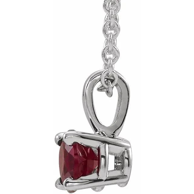 Necklaces TreasureFineJewelers 14K White Gold 4 mm LabGrown Ruby 1618 Necklace