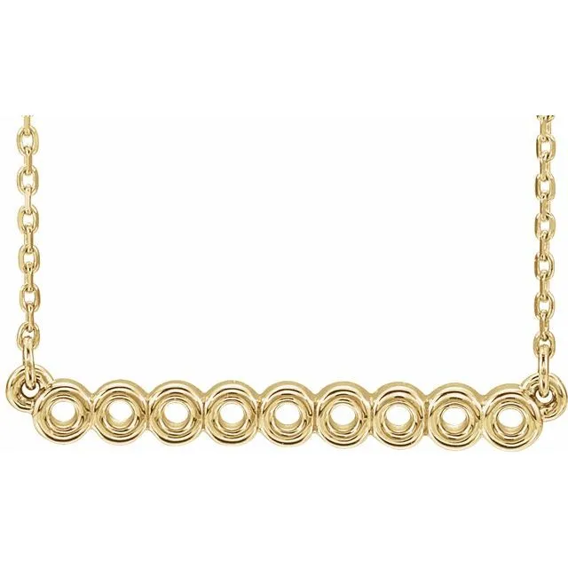 Necklaces TreasureFineJewelers 14K Yellow Circle Bar 1618 Necklace