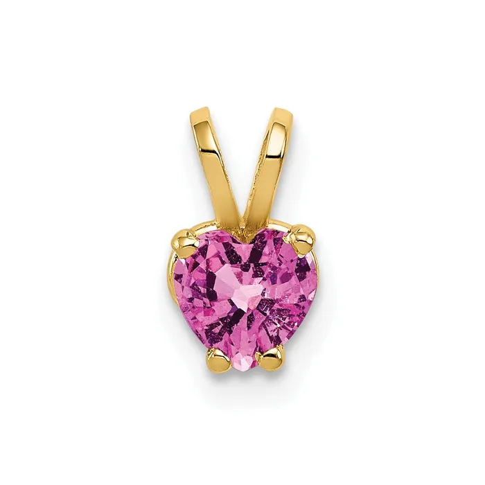 Necklaces TreasureFineJewelers 14k Yellow Gold 5mm Heart Pink Sapphire pendant Necklaces TreasureFineJewelers 14k Yellow Gold 5mm Heart Pink Sapphire pendant