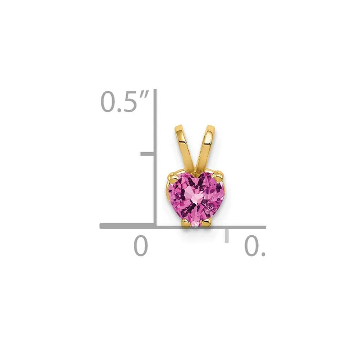 Necklaces TreasureFineJewelers 14k Yellow Gold 5mm Heart Pink Sapphire pendant