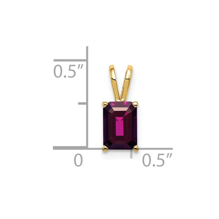 Necklaces TreasureFineJewelers 14k Yellow Gold 7x5mm Emerald Cut Rhodolite Garnet pendant