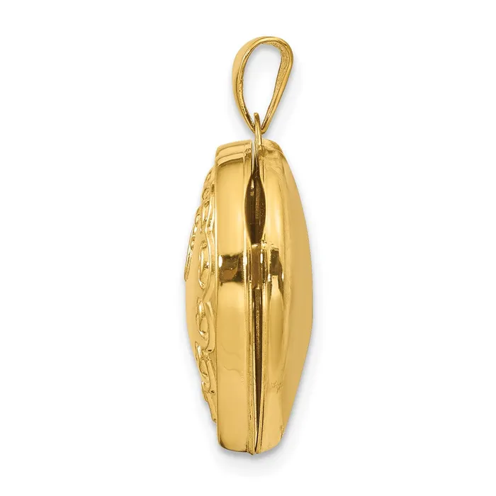 Necklaces TreasureFineJewelers 14k Yellow Gold Domed Heart Locket