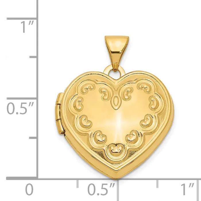 Necklaces TreasureFineJewelers 14k Yellow Gold Domed Heart Locket