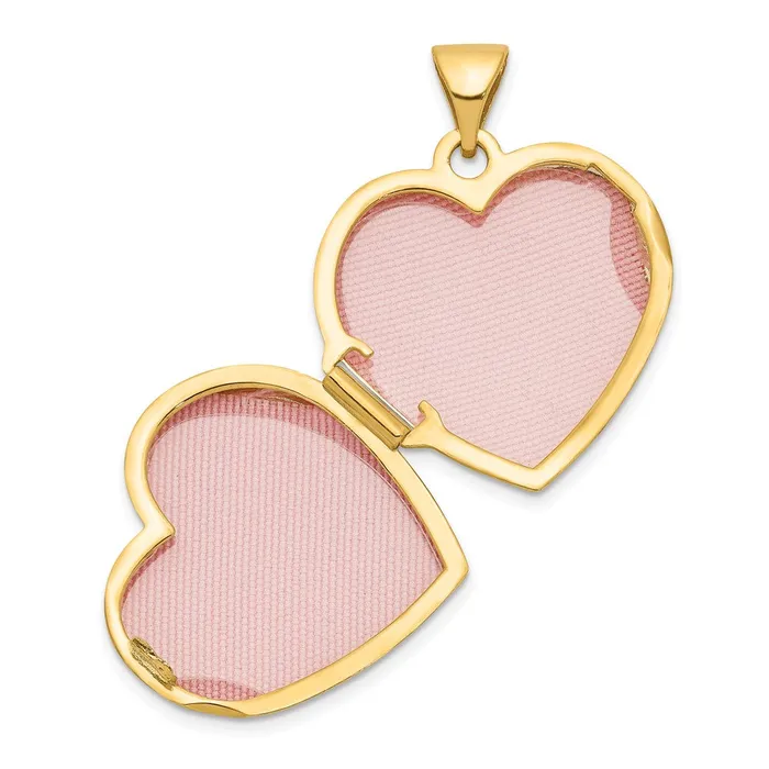 Necklaces TreasureFineJewelers 14k Yellow Gold Double Heart Locket
