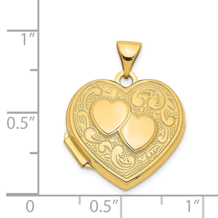 Necklaces TreasureFineJewelers 14k Yellow Gold Double Heart Locket