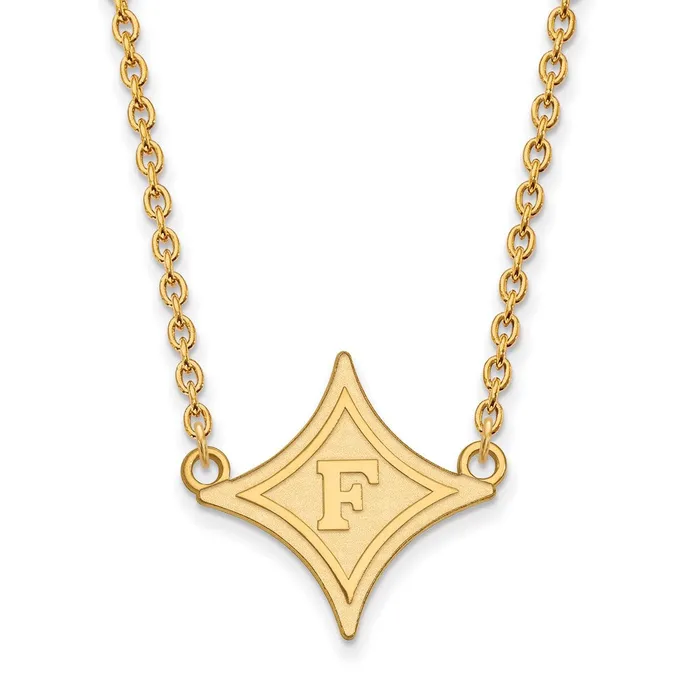Necklaces TreasureFineJewelers 14K Yellow Gold Furman University Large Pendant with Necklace Necklaces TreasureFineJewelers 14K Yellow Gold Furman University Large Pendant with Necklace