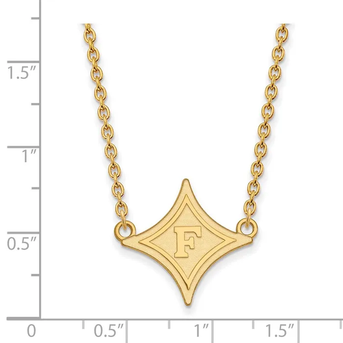 Necklaces TreasureFineJewelers 14K Yellow Gold Furman University Large Pendant with Necklace