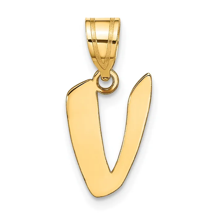 Necklaces TreasureFineJewelers 14k Yellow Gold Polished Script Letter V Initial Pendant Necklaces TreasureFineJewelers 14k Yellow Gold Polished Script Letter V Initial Pendant