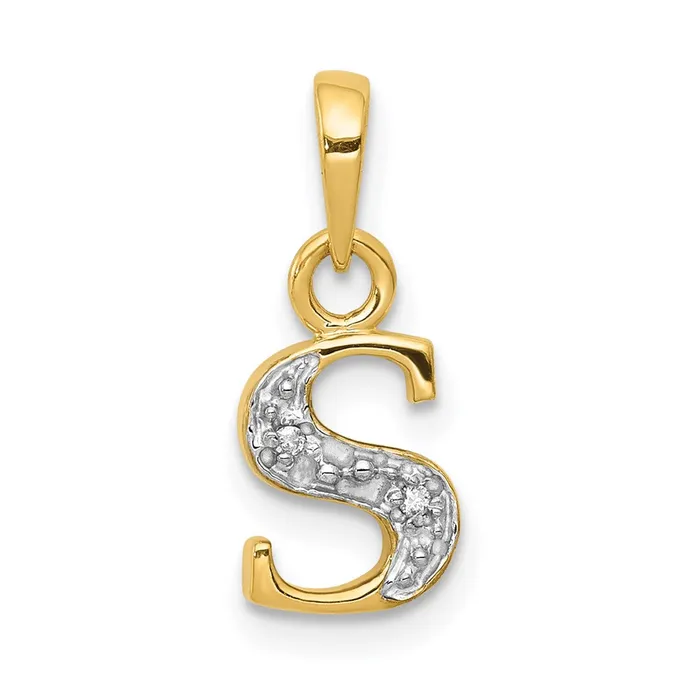 Necklaces TreasureFineJewelers 14k Yellow Gold Rhodium with Rhodium Diamond Letter S Initial Pendant Necklaces TreasureFineJewelers 14k Yellow Gold Rhodium with Rhodium Diamond Letter S Initial Pendant