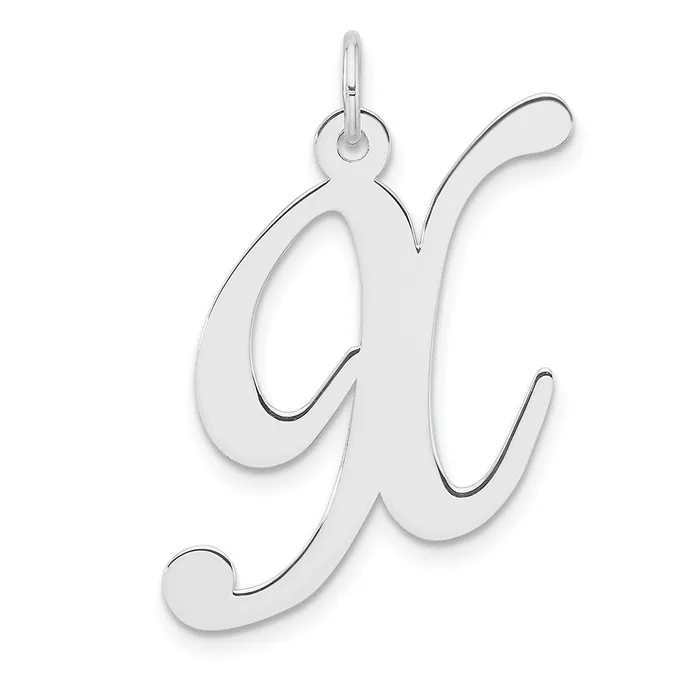 Necklaces TreasureFineJewelers Large Sterling Silver Rhodiumplated Fancy Script Letter X Initial Charm Necklaces TreasureFineJewelers Large Sterling Silver Rhodiumplated Fancy Script Letter X Initial Charm