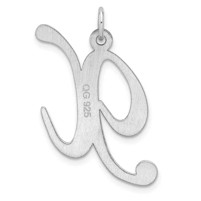 Necklaces TreasureFineJewelers Large Sterling Silver Rhodiumplated Fancy Script Letter X Initial Charm