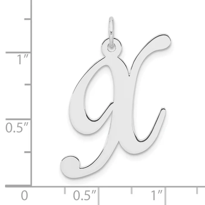 Necklaces TreasureFineJewelers Large Sterling Silver Rhodiumplated Fancy Script Letter X Initial Charm