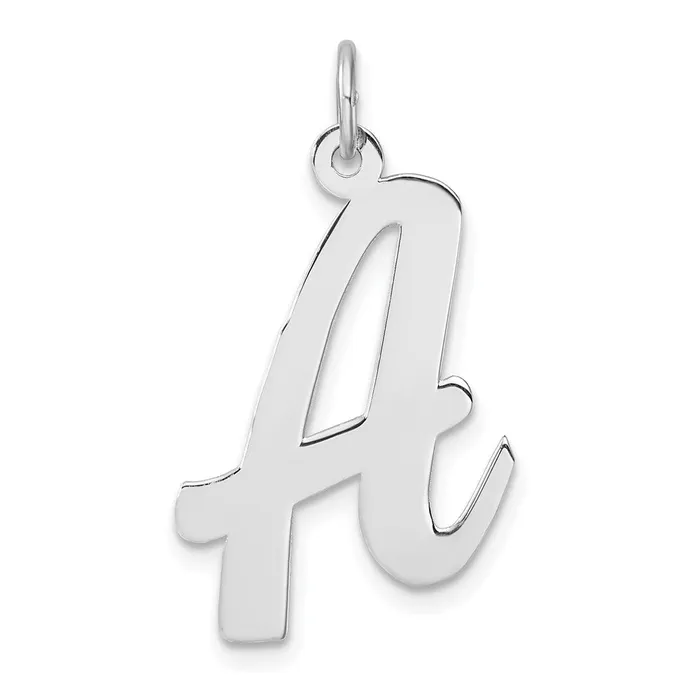 Necklaces TreasureFineJewelers Large Sterling Silver Rhodiumplated Script Letter A Initial Charm Necklaces TreasureFineJewelers Large Sterling Silver Rhodiumplated Script Letter A Initial Charm