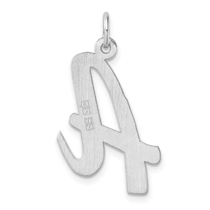 Necklaces TreasureFineJewelers Large Sterling Silver Rhodiumplated Script Letter A Initial Charm
