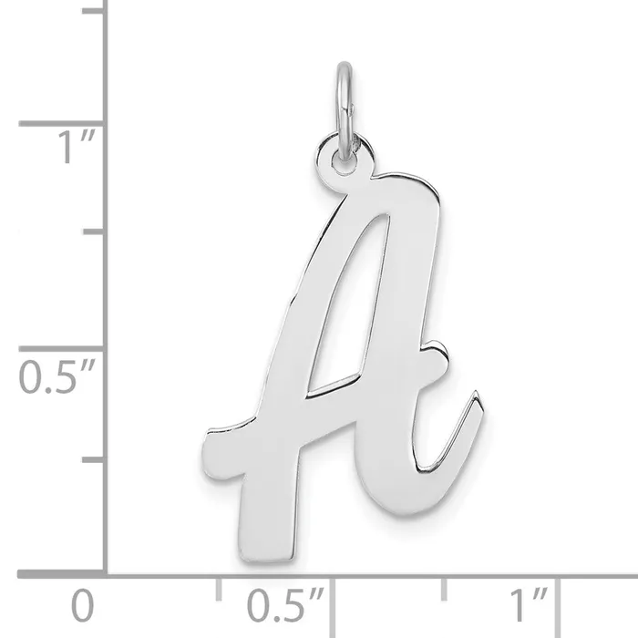 Necklaces TreasureFineJewelers Large Sterling Silver Rhodiumplated Script Letter A Initial Charm
