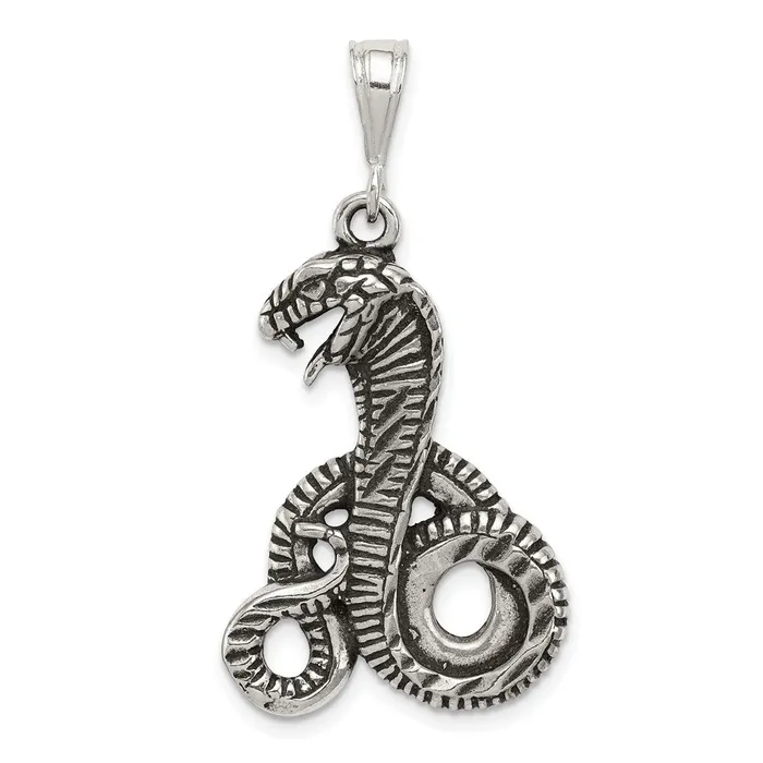 Necklaces TreasureFineJewelers Sterling Silver Antiqued Snake Pendant