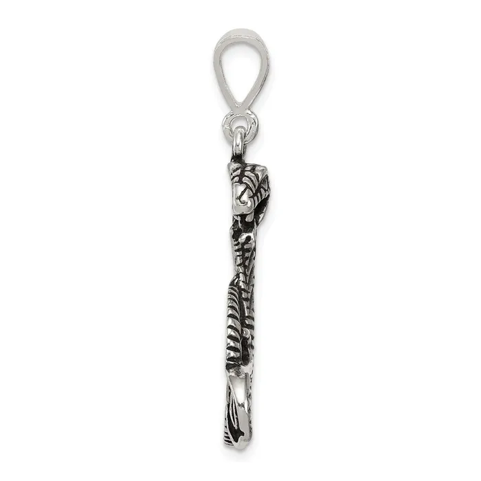 Necklaces TreasureFineJewelers Sterling Silver Antiqued Snake Pendant