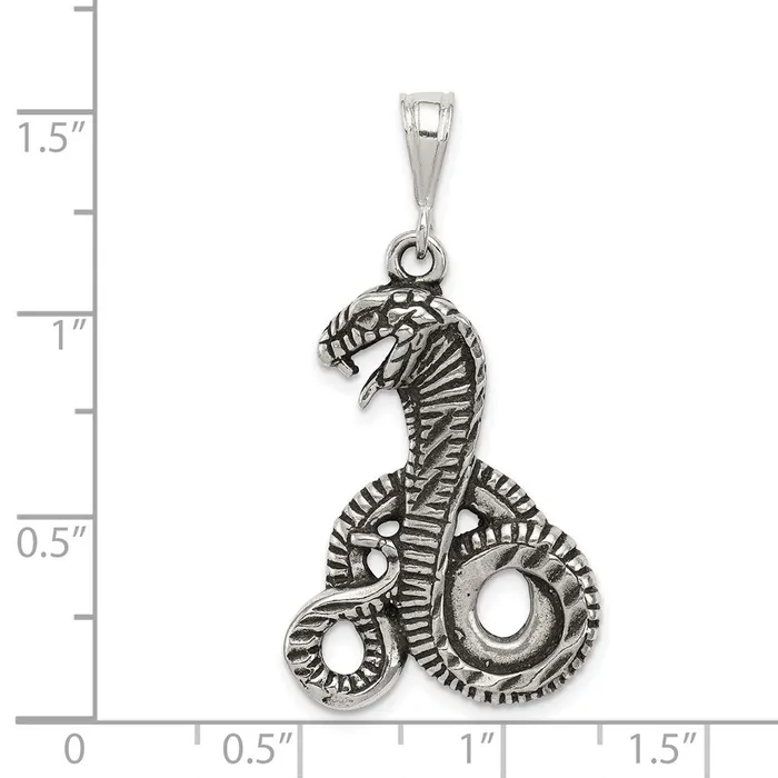 Necklaces TreasureFineJewelers Sterling Silver Antiqued Snake Pendant
