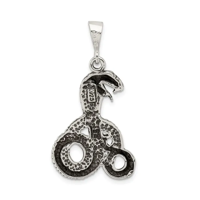 Necklaces TreasureFineJewelers Sterling Silver Antiqued Snake Pendant