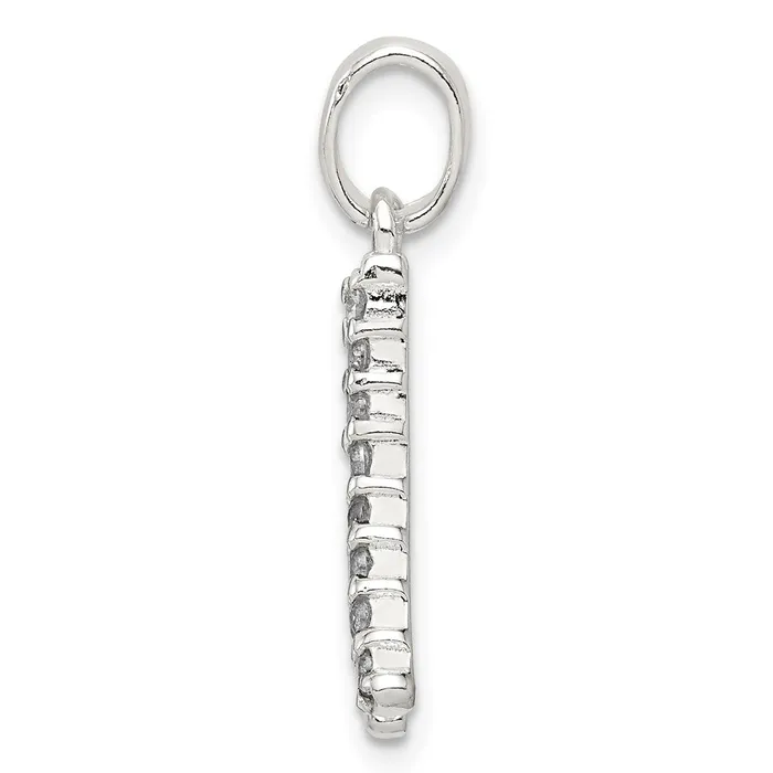 Necklaces TreasureFineJewelers Sterling Silver CZ Letter A Initial Pendant
