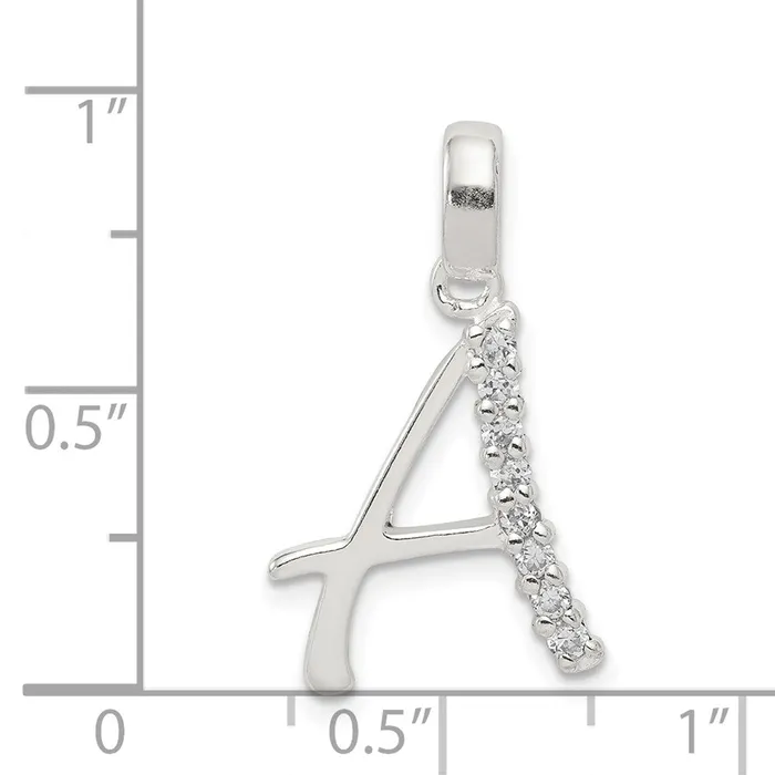 Necklaces TreasureFineJewelers Sterling Silver CZ Letter A Initial Pendant