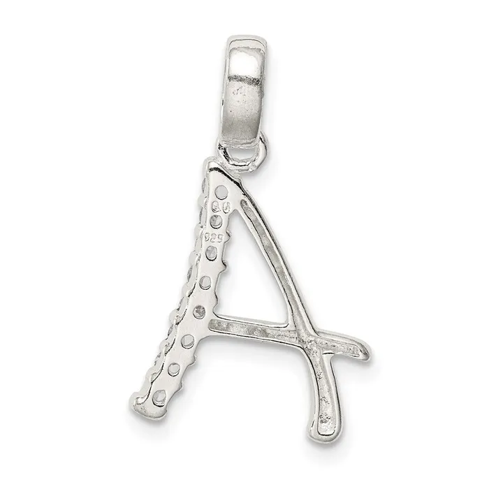 Necklaces TreasureFineJewelers Sterling Silver CZ Letter A Initial Pendant