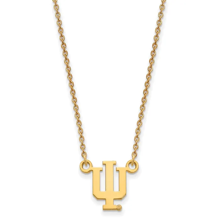 Necklaces TreasureFineJewelers Sterling Silver Goldplated Indiana University IU Small Pendant 18 inch Necklace