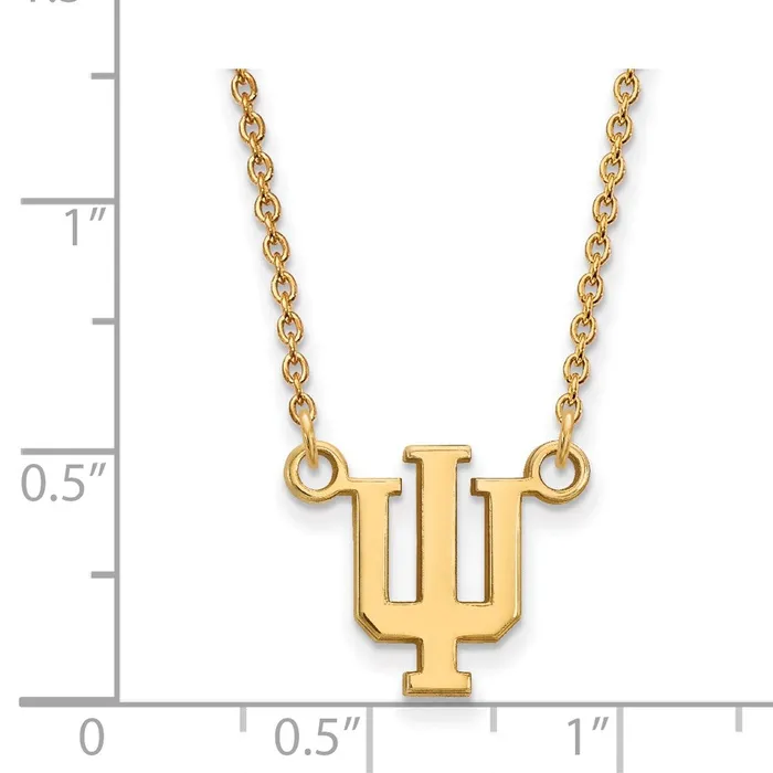 Necklaces TreasureFineJewelers Sterling Silver Goldplated Indiana University IU Small Pendant 18 inch Necklace