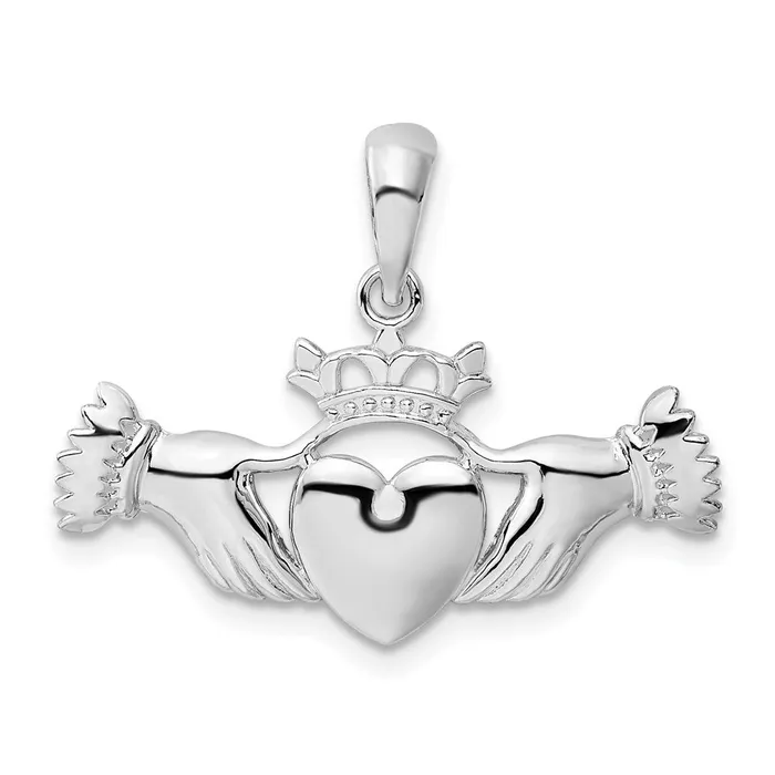 Necklaces TreasureFineJewelers Sterling Silver Polished Claddagh Pendant