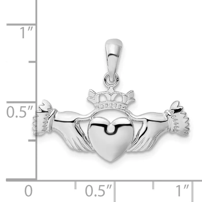 Necklaces TreasureFineJewelers Sterling Silver Polished Claddagh Pendant