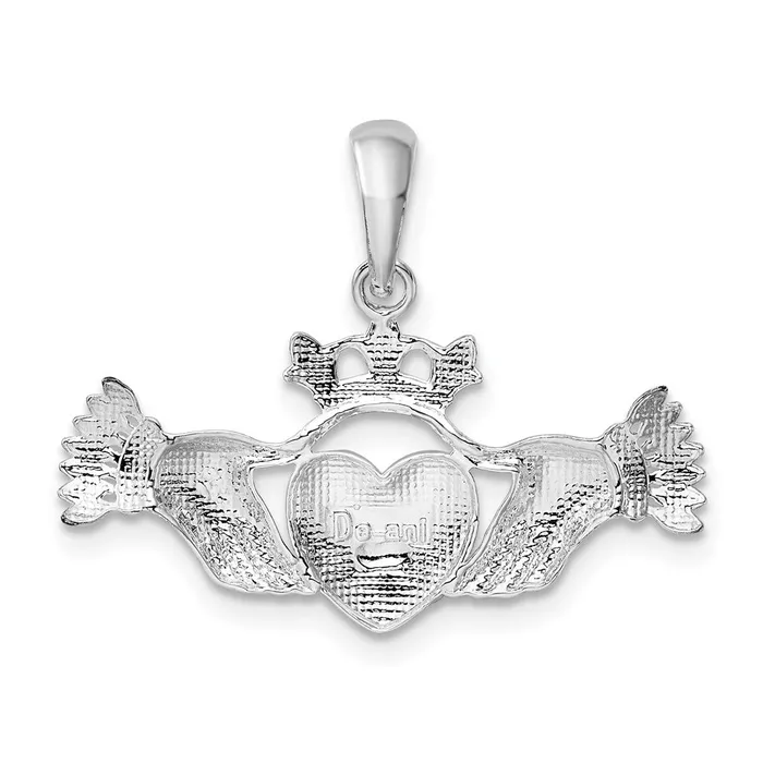 Necklaces TreasureFineJewelers Sterling Silver Polished Claddagh Pendant