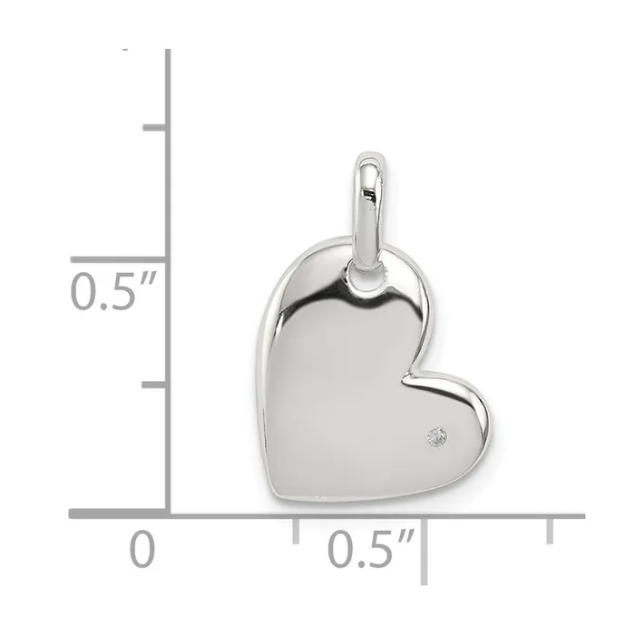 Necklaces TreasureFineJewelers Sterling Silver Polished Diamond Heart Pendant