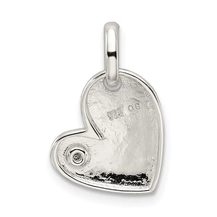 Necklaces TreasureFineJewelers Sterling Silver Polished Diamond Heart Pendant