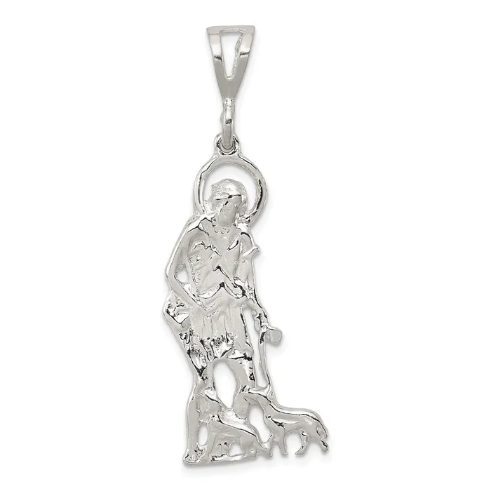 Necklaces TreasureFineJewelers Sterling Silver Polished Textured St Lazarus Pendant