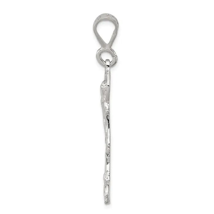 Necklaces TreasureFineJewelers Sterling Silver Polished Textured St Lazarus Pendant