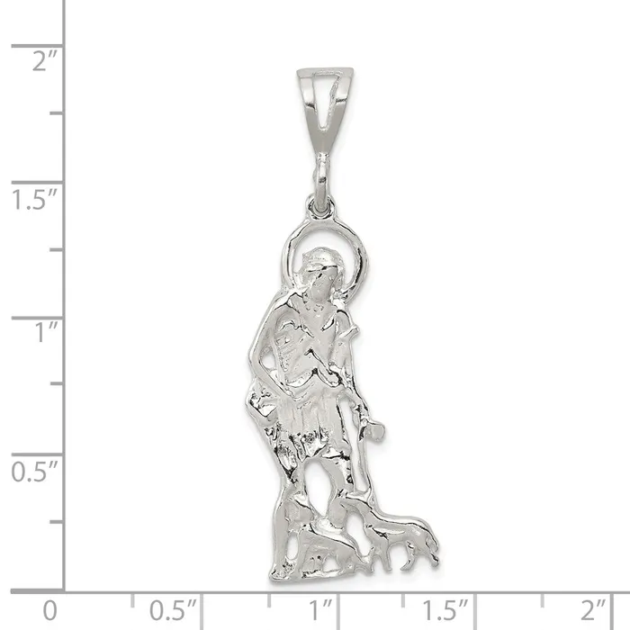 Necklaces TreasureFineJewelers Sterling Silver Polished Textured St Lazarus Pendant