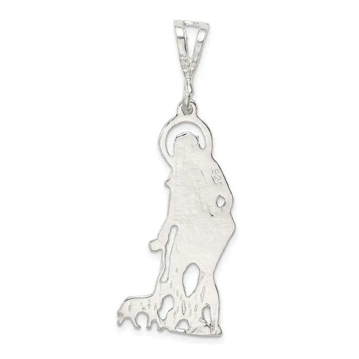 Necklaces TreasureFineJewelers Sterling Silver Polished Textured St Lazarus Pendant