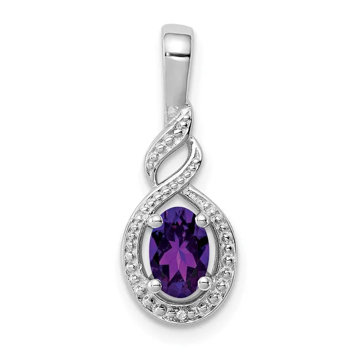 Necklaces TreasureFineJewelers Sterling Silver Rhodiumplated Amethyst Diam Pendant Necklaces TreasureFineJewelers Sterling Silver Rhodiumplated Amethyst Diam Pendant