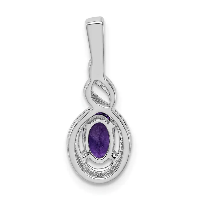 Necklaces TreasureFineJewelers Sterling Silver Rhodiumplated Amethyst Diam Pendant