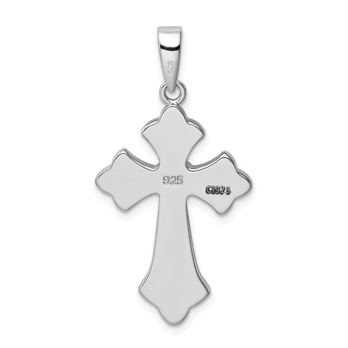 Necklaces TreasureFineJewelers Sterling Silver Rhodiumplated Blue Inlay Created Opal Cross Pendant