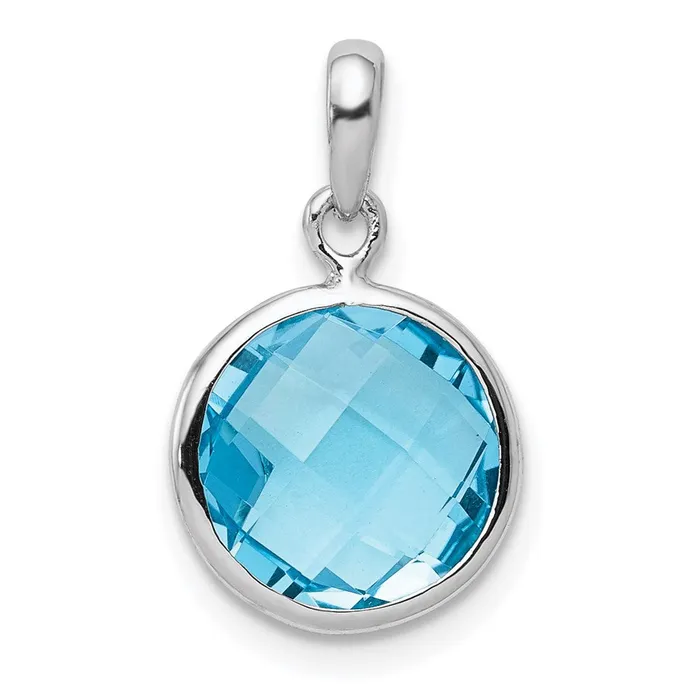 Necklaces TreasureFineJewelers Sterling Silver Rhodiumplated Blue Topaz Pendant Necklaces TreasureFineJewelers Sterling Silver Rhodiumplated Blue Topaz Pendant