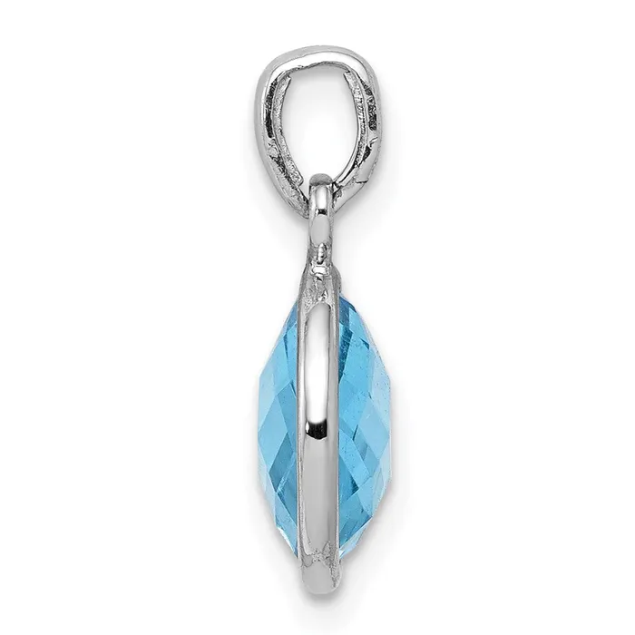 Necklaces TreasureFineJewelers Sterling Silver Rhodiumplated Blue Topaz Pendant