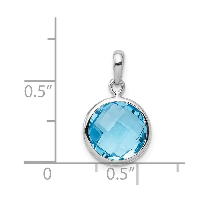 Necklaces TreasureFineJewelers Sterling Silver Rhodiumplated Blue Topaz Pendant